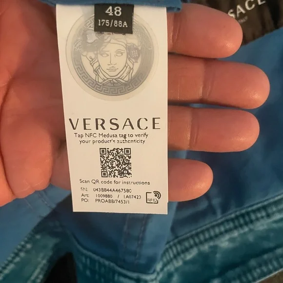 versace velvet- suede jean jacket size 48/M - Picture 5 of 7